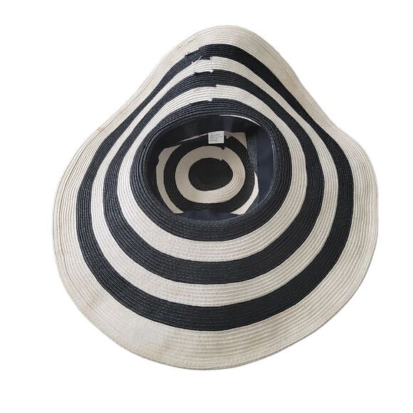 Sunny Cream and Black Stripe Floppy Hat Sz Onesize - Picture 7 of 8